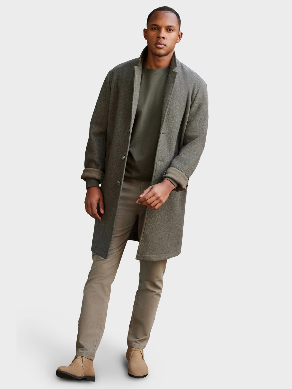 Ombre Men&#039;s lightweight single-breasted coat - graphite-khaki