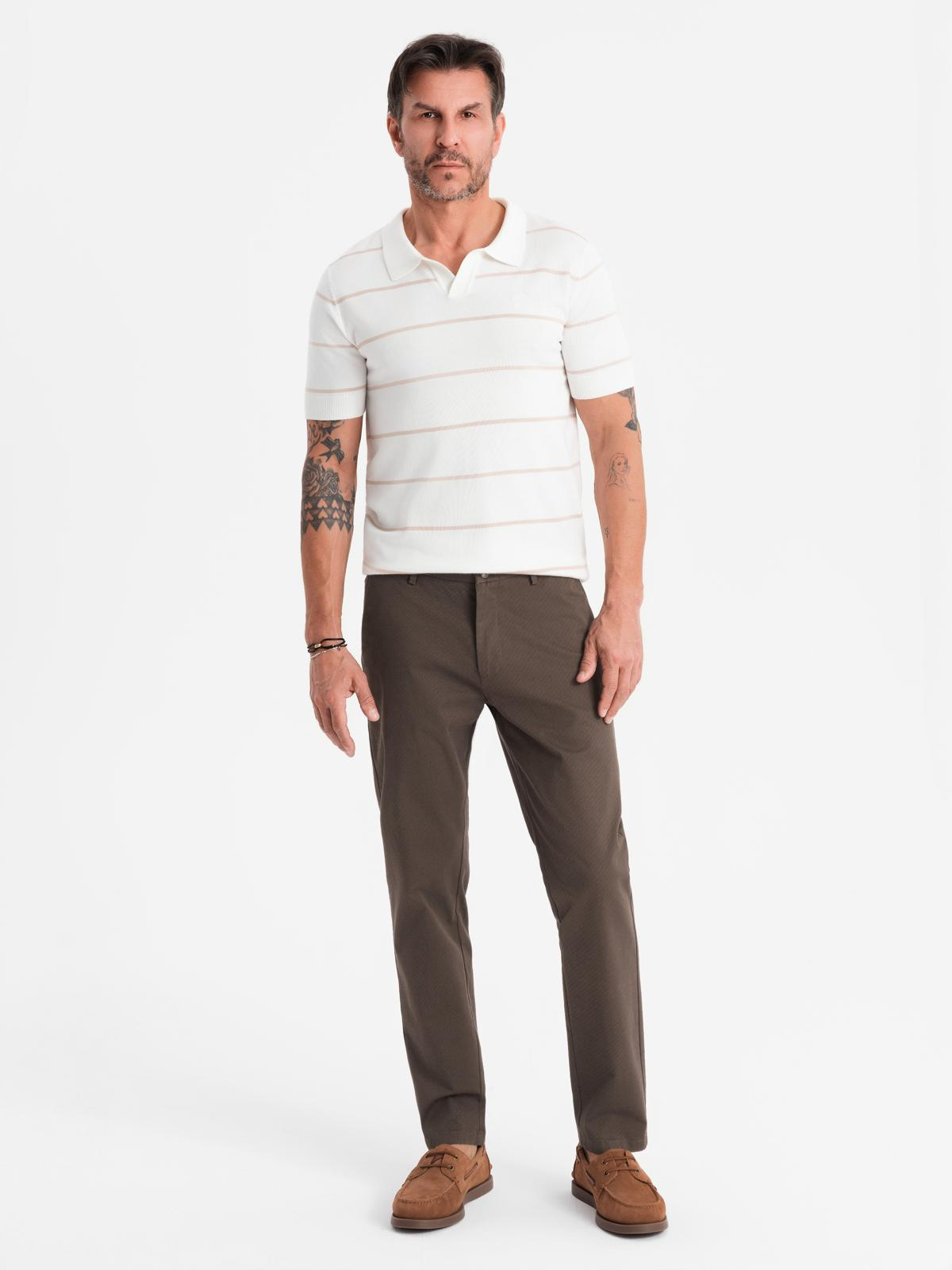 Ombre Men&#039;s REGULAR FIT chino pants with fine texture - brown