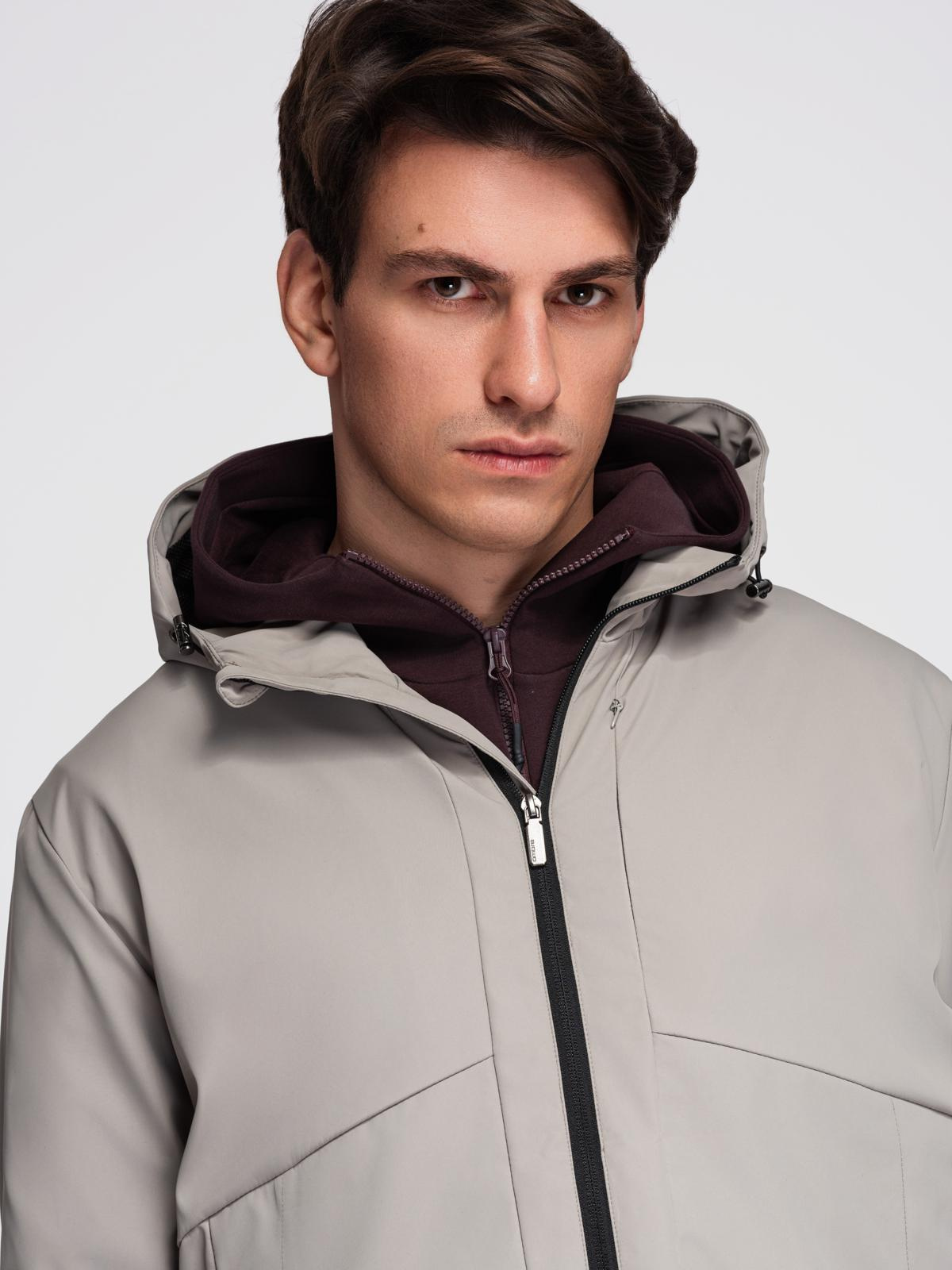 Ombre Men's lightweight jacket with mesh lining and hood