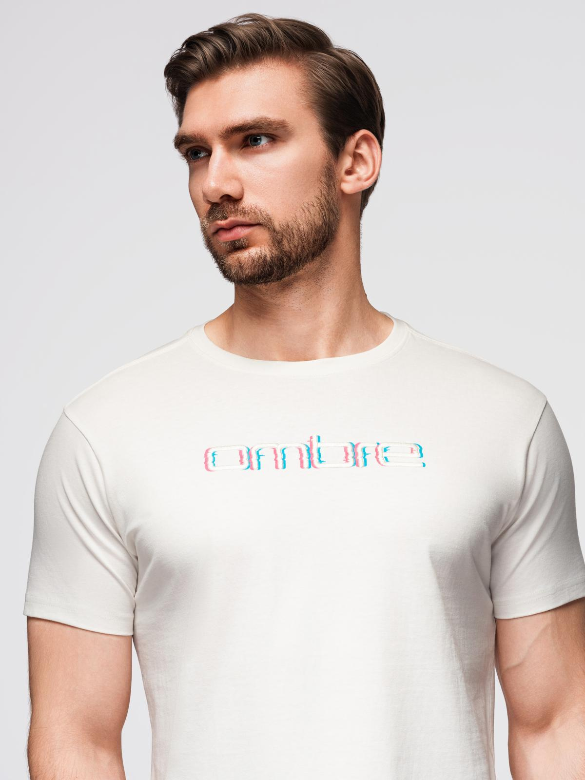 Ombre Men's T-shirt with embroidery on chest - white