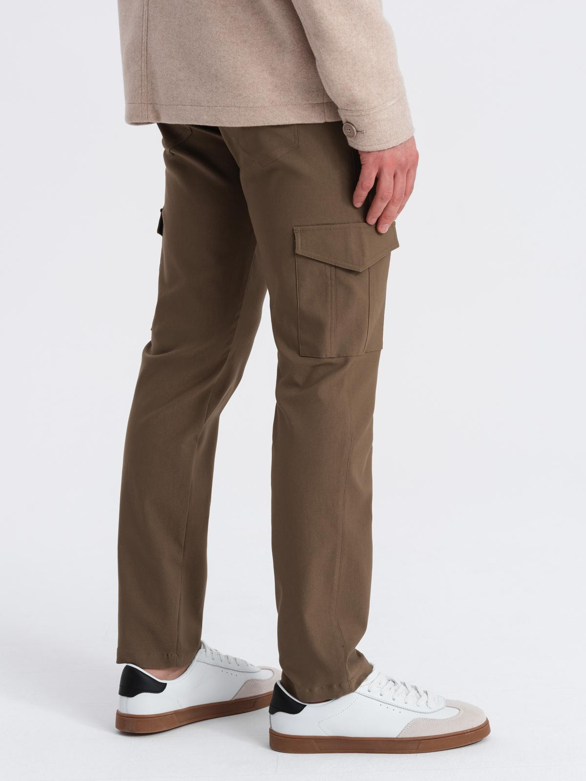 Ombre Men&#039;s REGULAR fabric pants with cargo pockets - olive