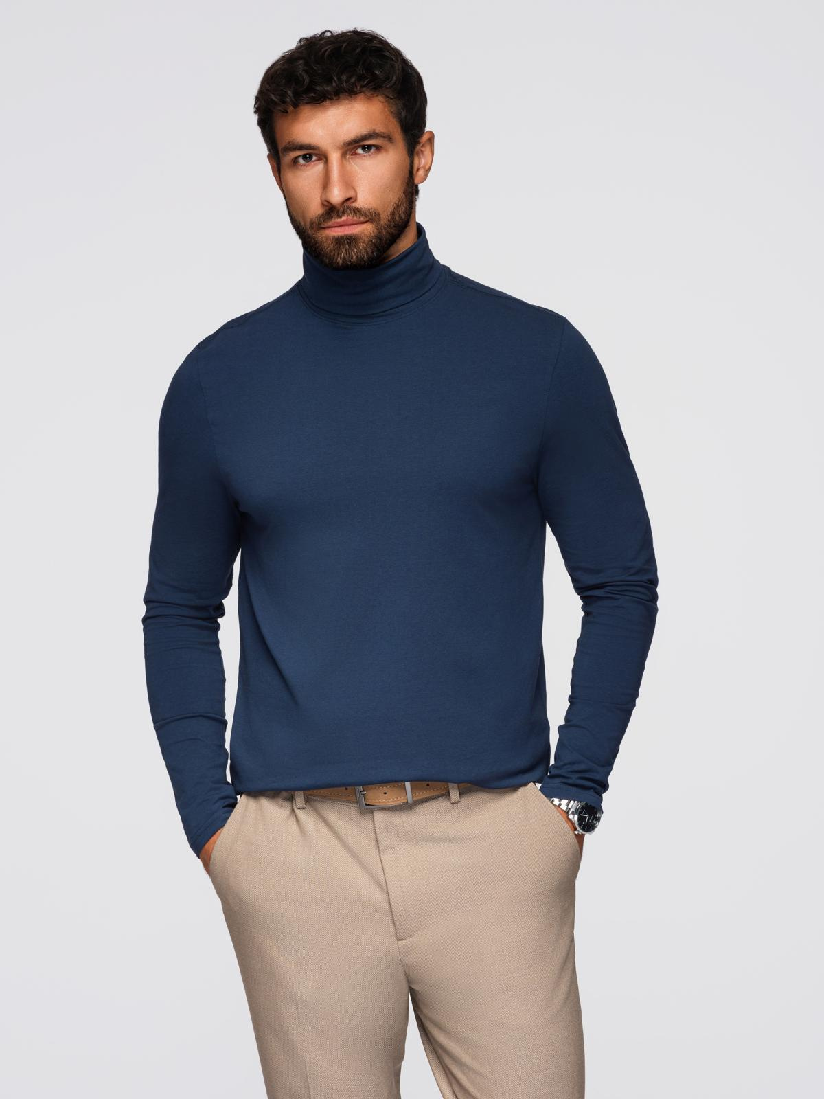 Pulover bărbătesc cu guler înalt Ombre - bleumarin