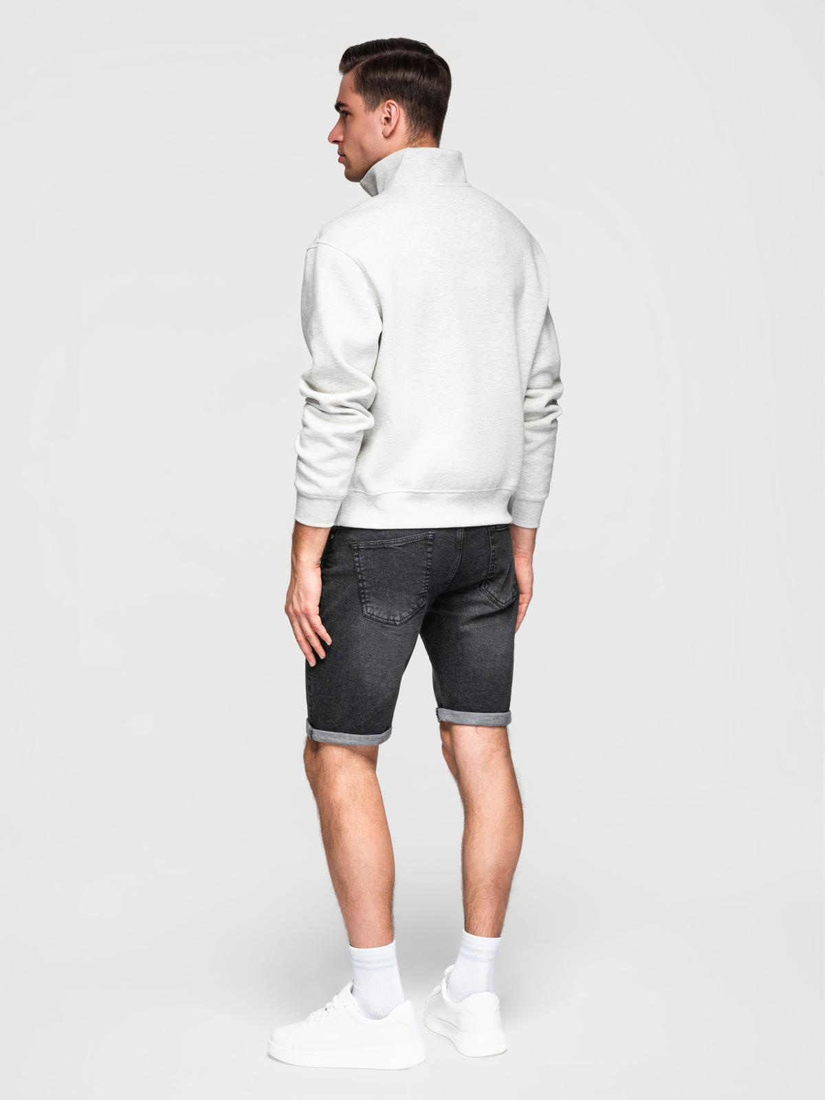 Ombre Men's denim shorts with rolled up leg - black