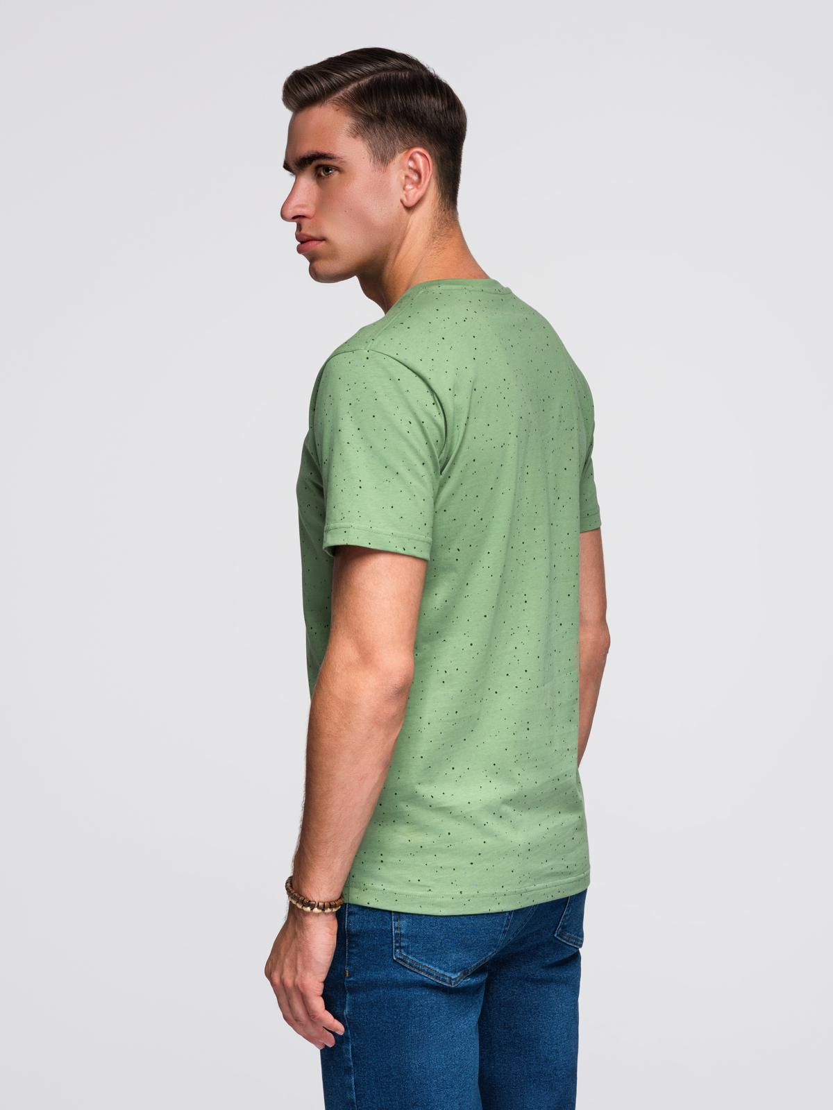 Ombre Men's printed cotton t-shirt with round neckline - green
