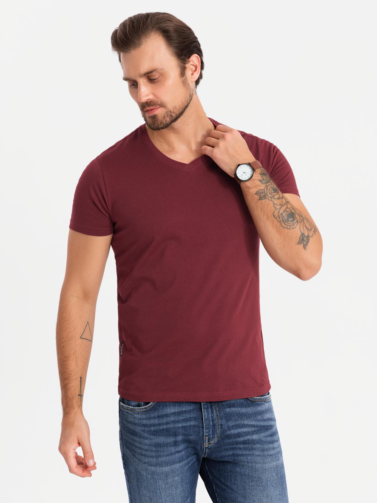 Ombre BASIC men&#039;s V-neck cotton T-shirt set - white/green/maroon