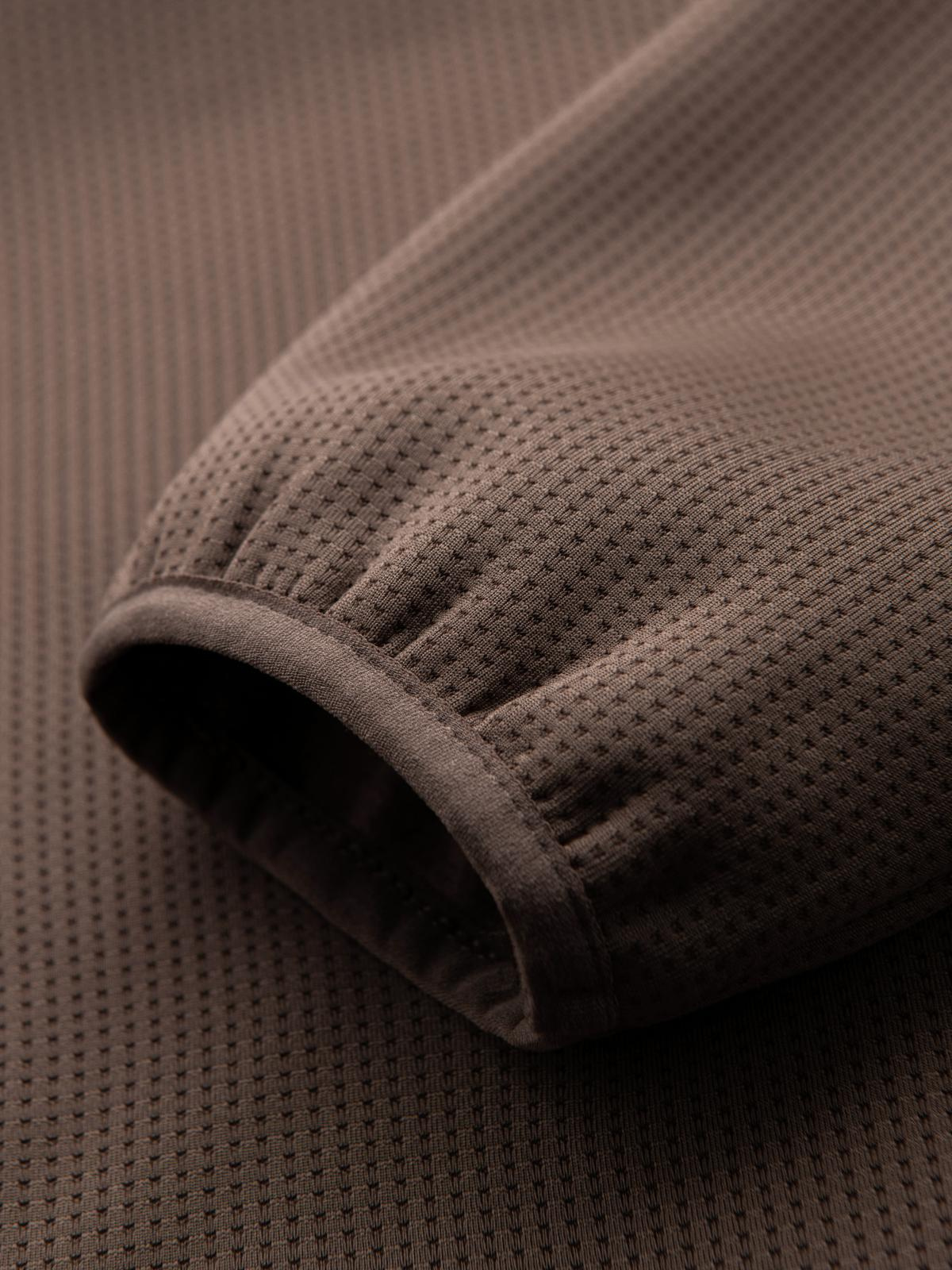 Ombre Men's lightweight jacket of combined materials with hood and decorative quilting - light brown