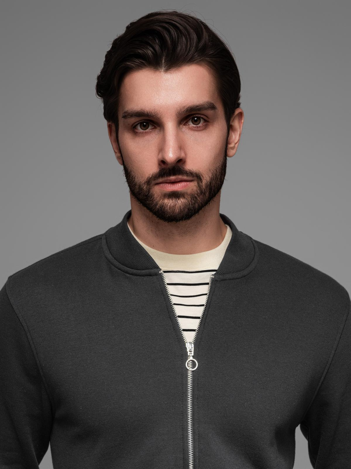 Ombre Cotton unbuttoned men&#039;s sweatshirt bomber - black