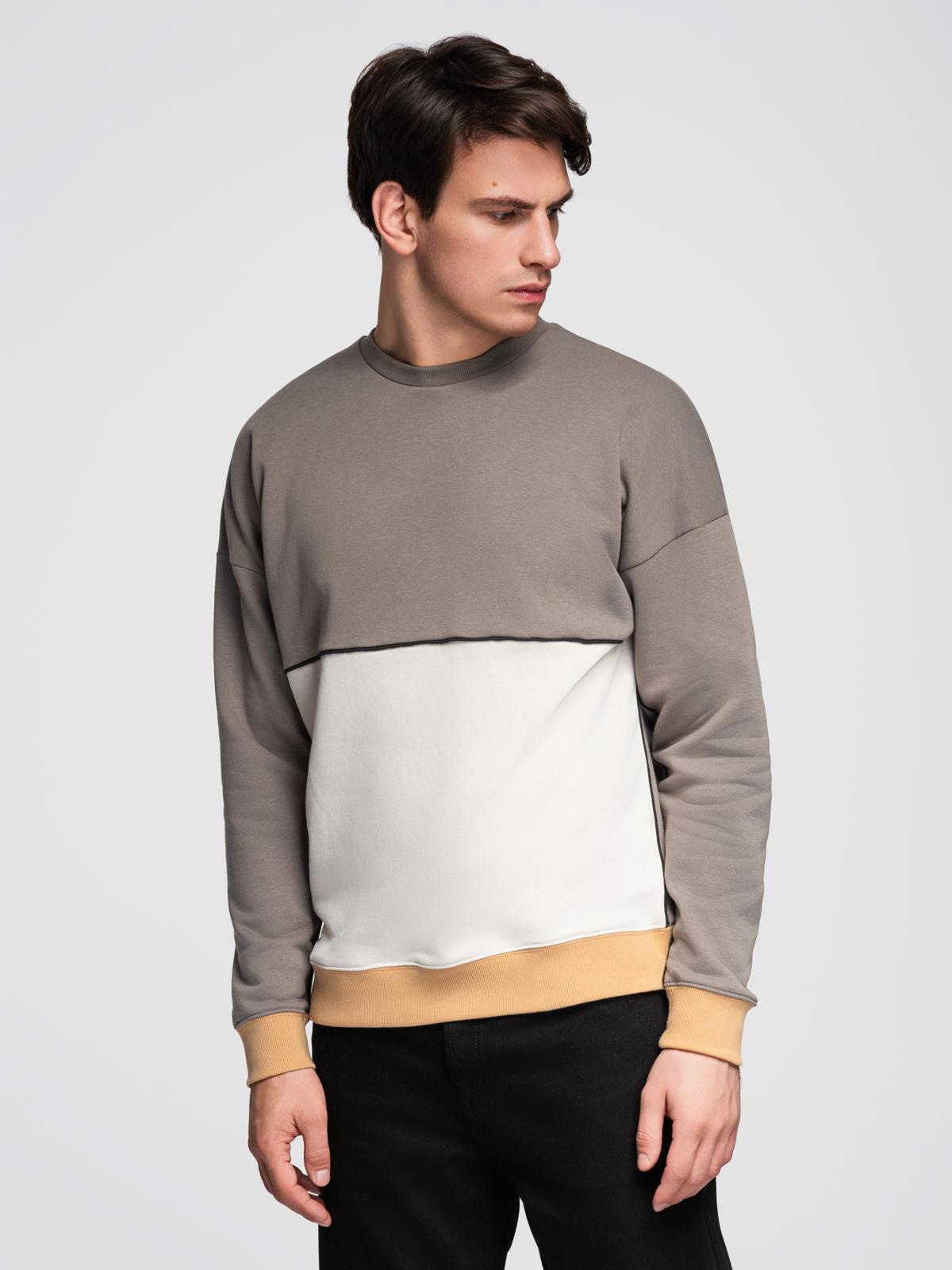 Ombre Men's OVERSIZE sweatshirt with contrasting color combination - khaki