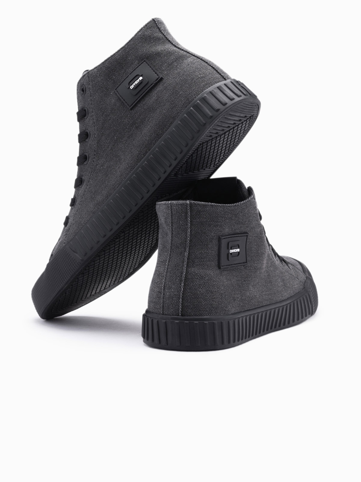 Ombre Men&#039;s high top canvas sneakers shoes - black