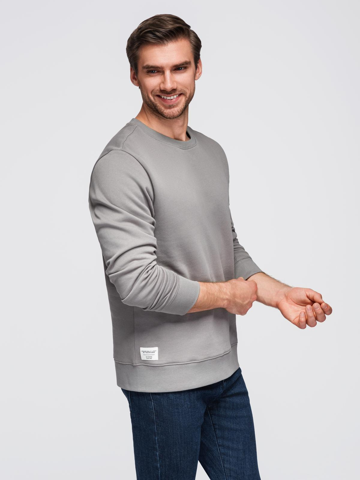 Ombre BASIC men&#039;s sweatshirt with round neckline - grey