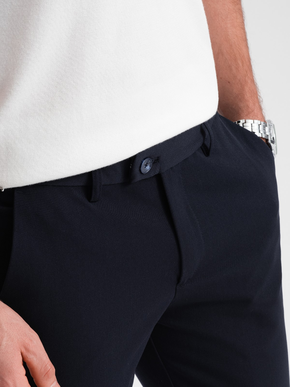 Ombre Men&#039;s smart chino SLIM FIT pants - navy blue