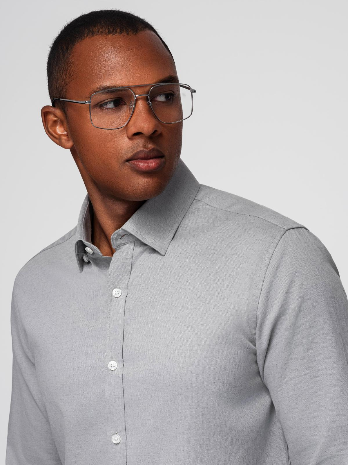 Ombre Men's SLIM FIT shirt in decorative fabric - gray