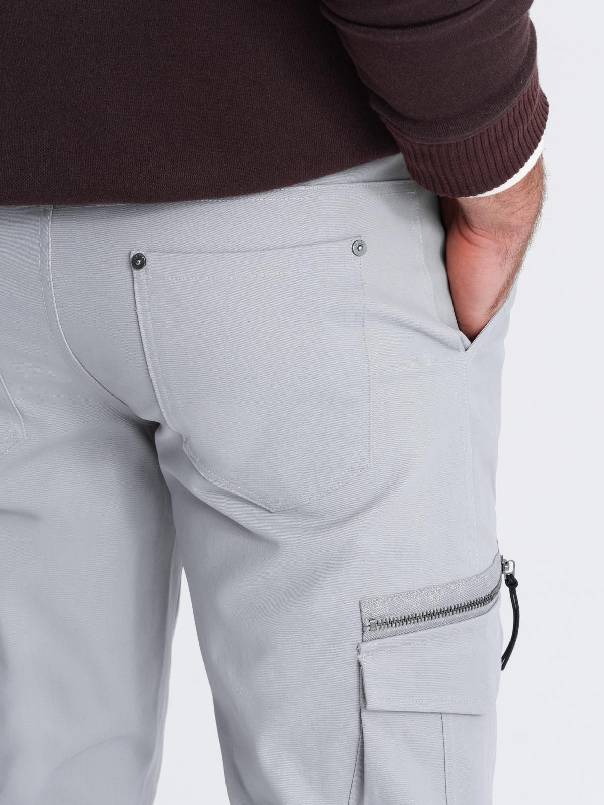 Ombre Men&#039;s STRAIGHT LEG cargo pants with triangle pocket pin - gray