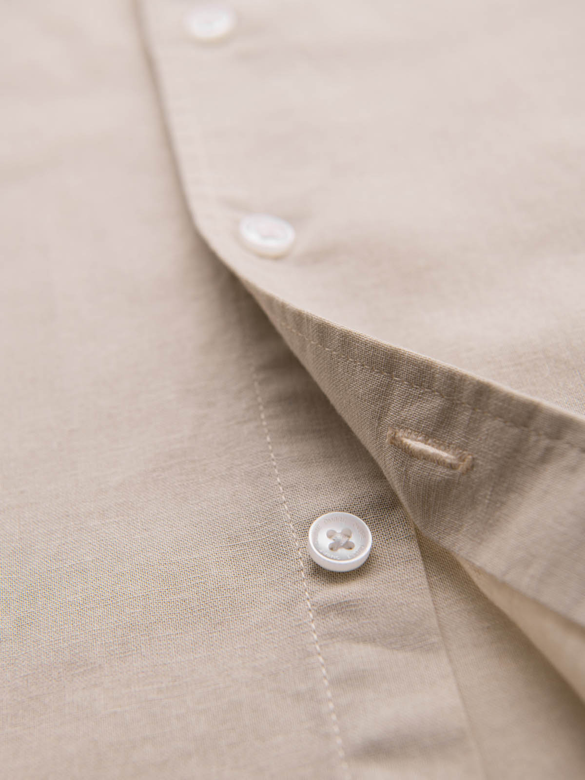 Ombre Men&#039;s short-sleeved linen-cotton shirt with pocket - beige
