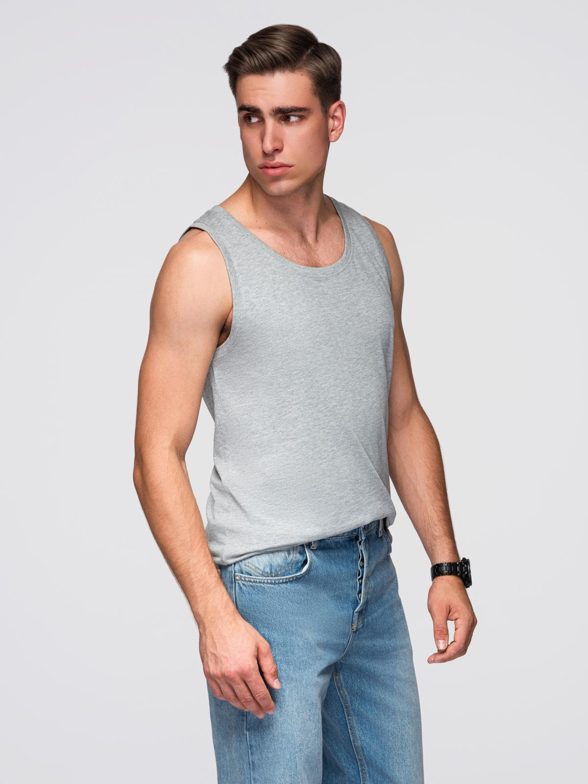 Ombre Men's BASIC cotton tank top - grey melange