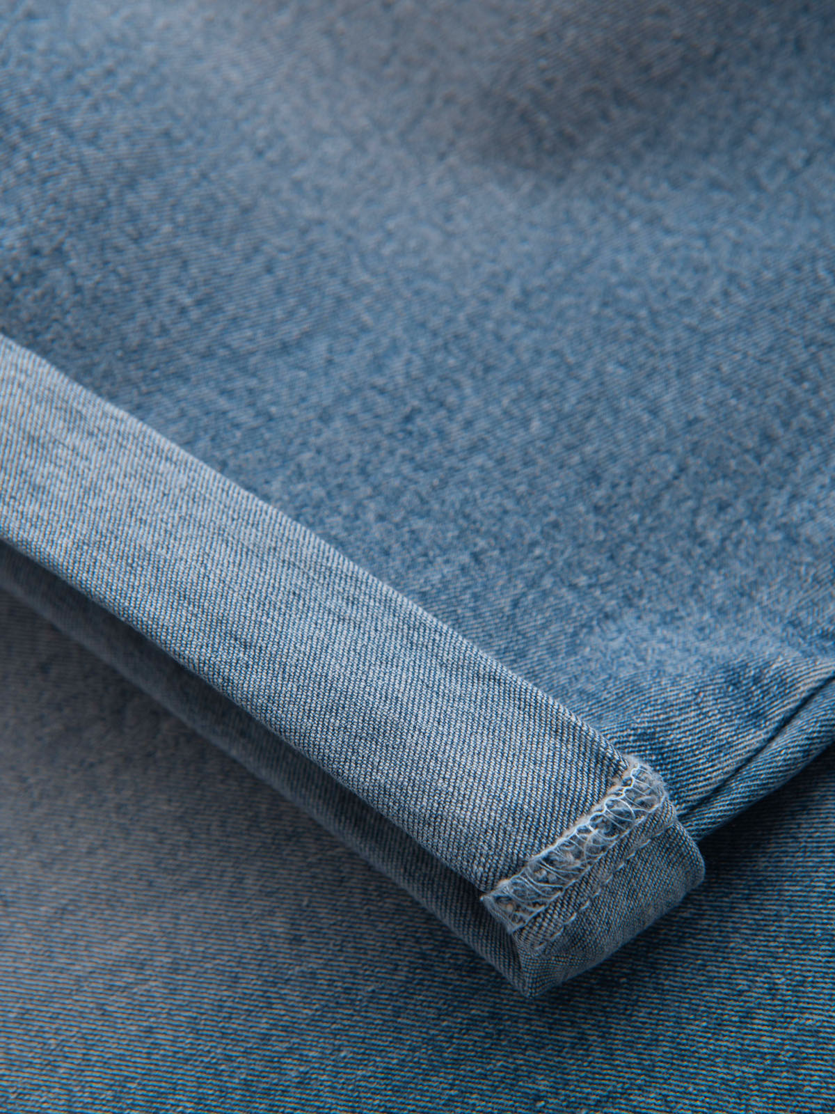 Ombre Men's denim shorts with rolled up leg - light blue