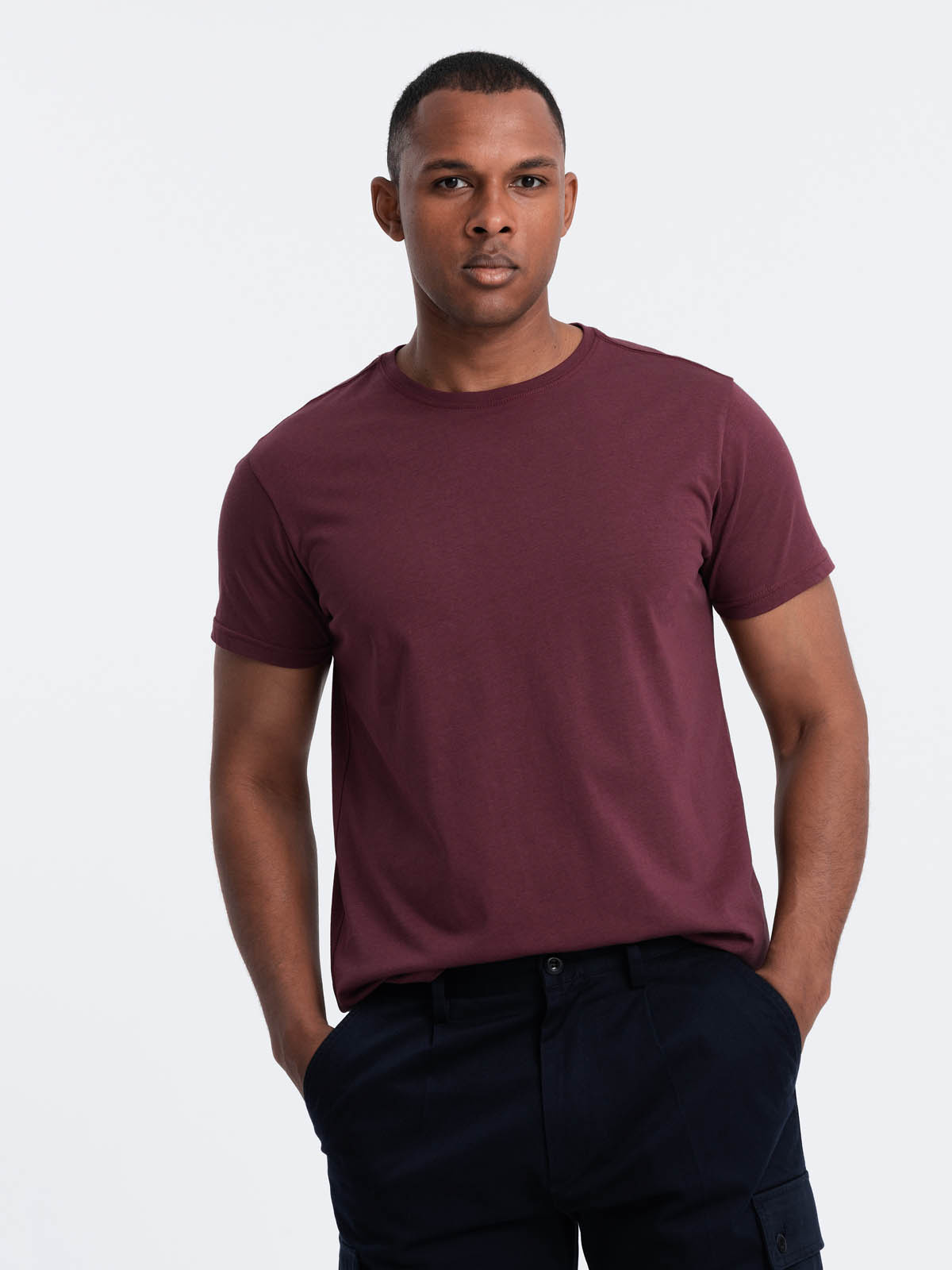 Ombre Classic BASIC mens cotton T-shirt - maroon