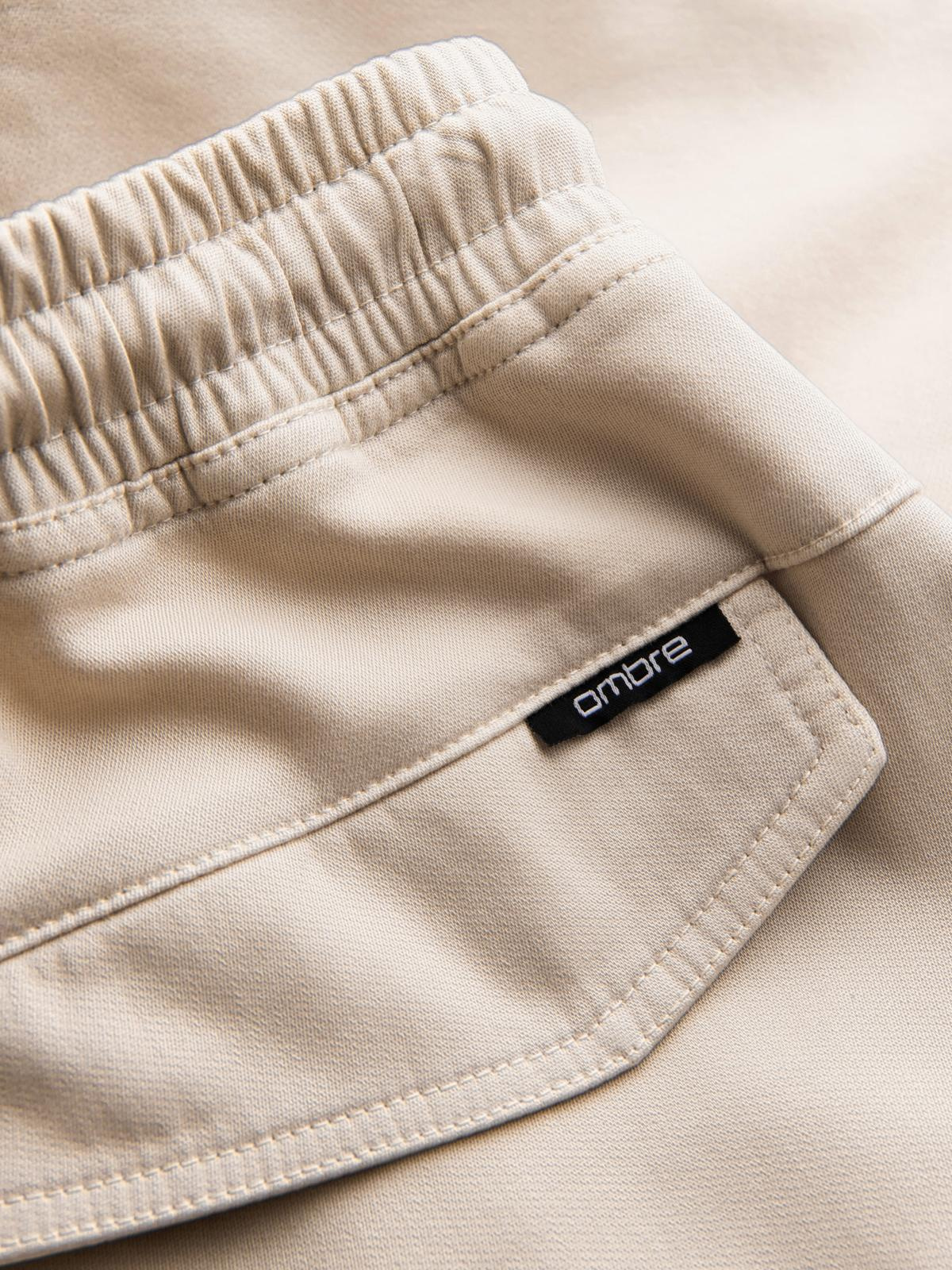 Ombre Men&#039;s knitted joggers with cargo pockets - cream