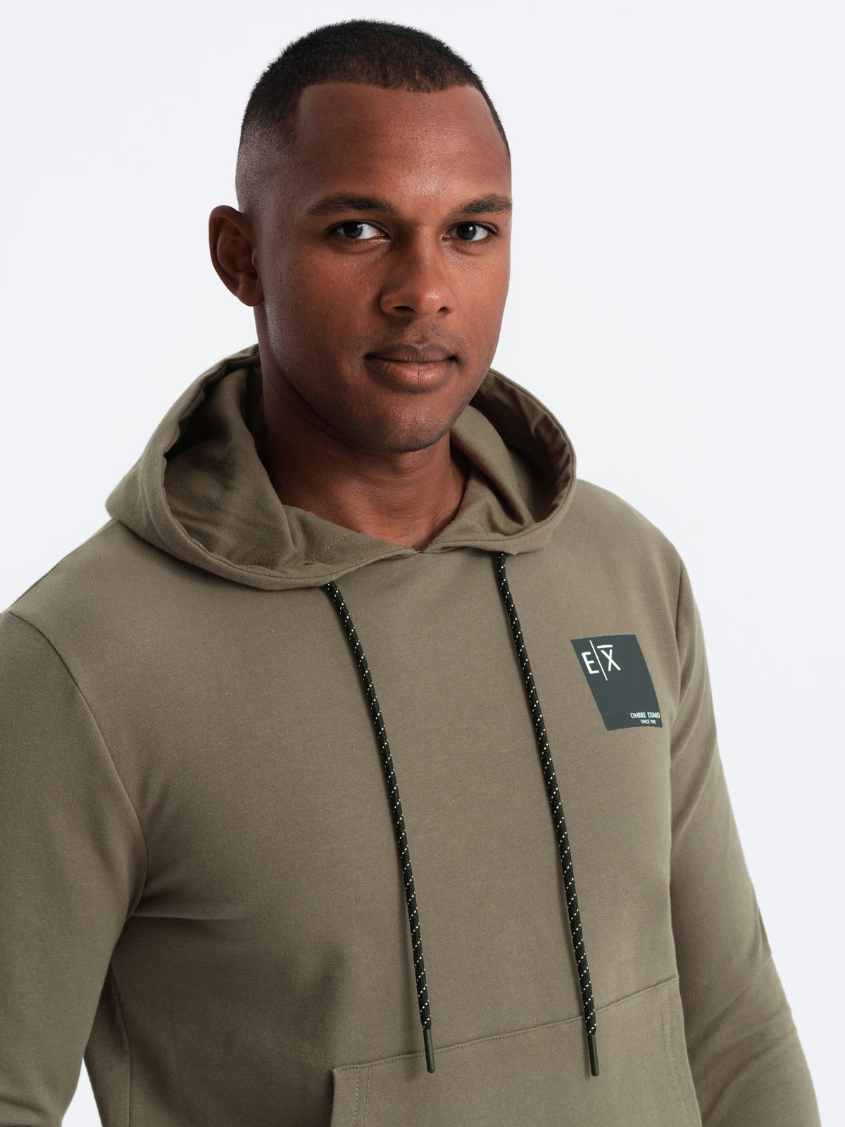 Ombre Men&#039;s kangaroo hoodie with logo - olive