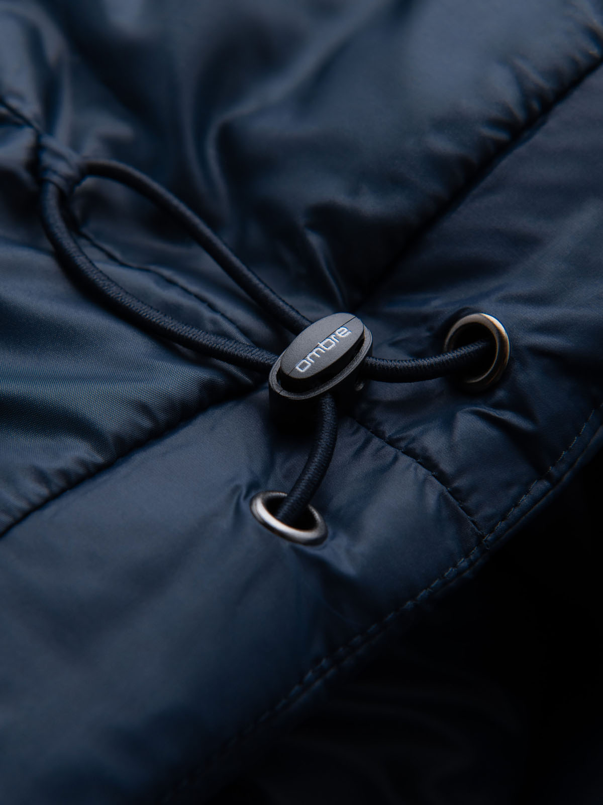 Ombre Men&#039;s quilted puffer jacket with hood - navy blue