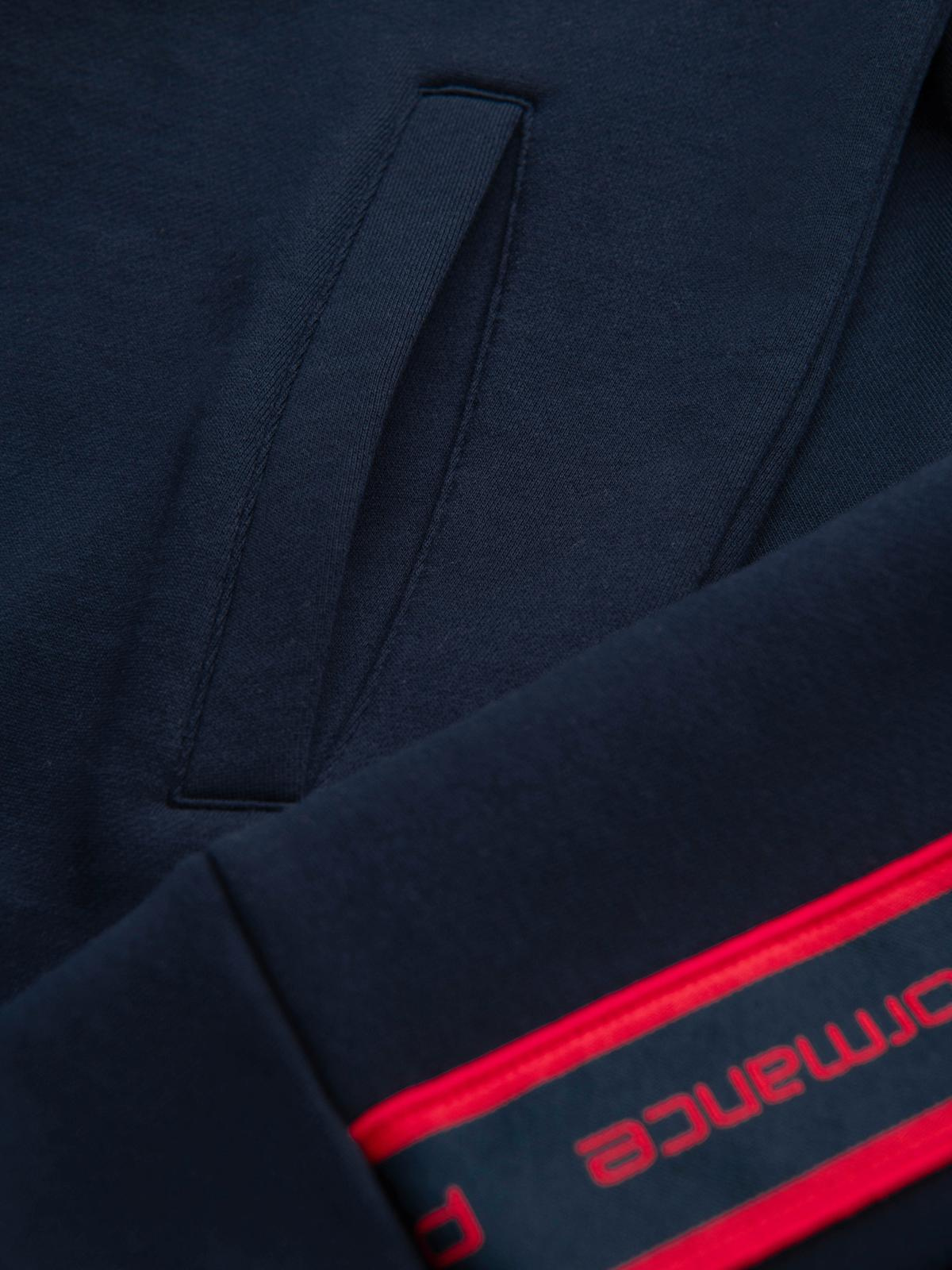 Ombre Men's unbuttoned sweatshirt with piping and high collar - navy blue