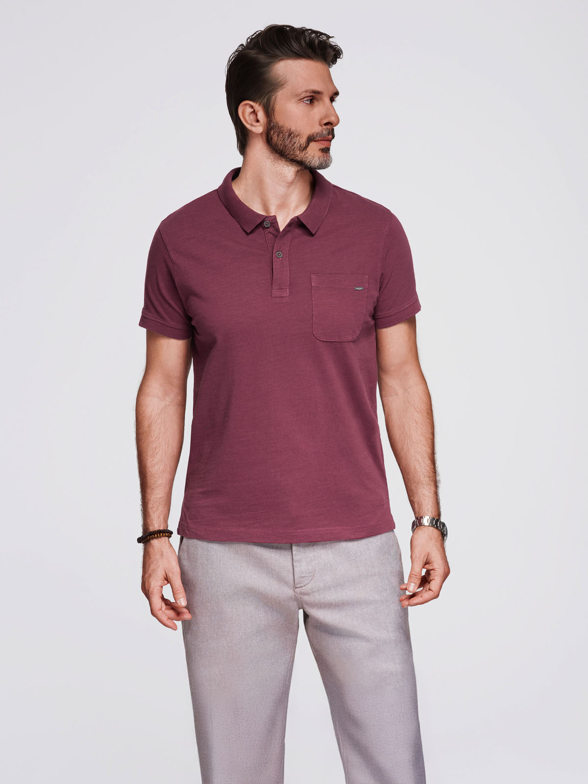 Ombre Men's polo t-shirt with decorative buttons