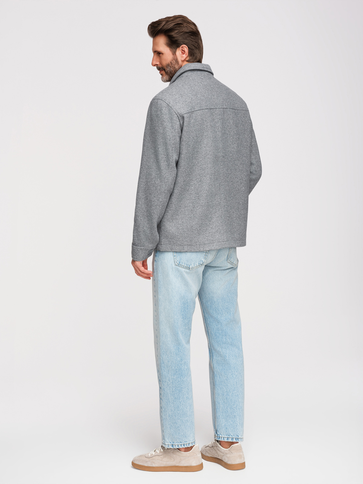 Ombre Men's lightweight fleece jacket with viscose - gray