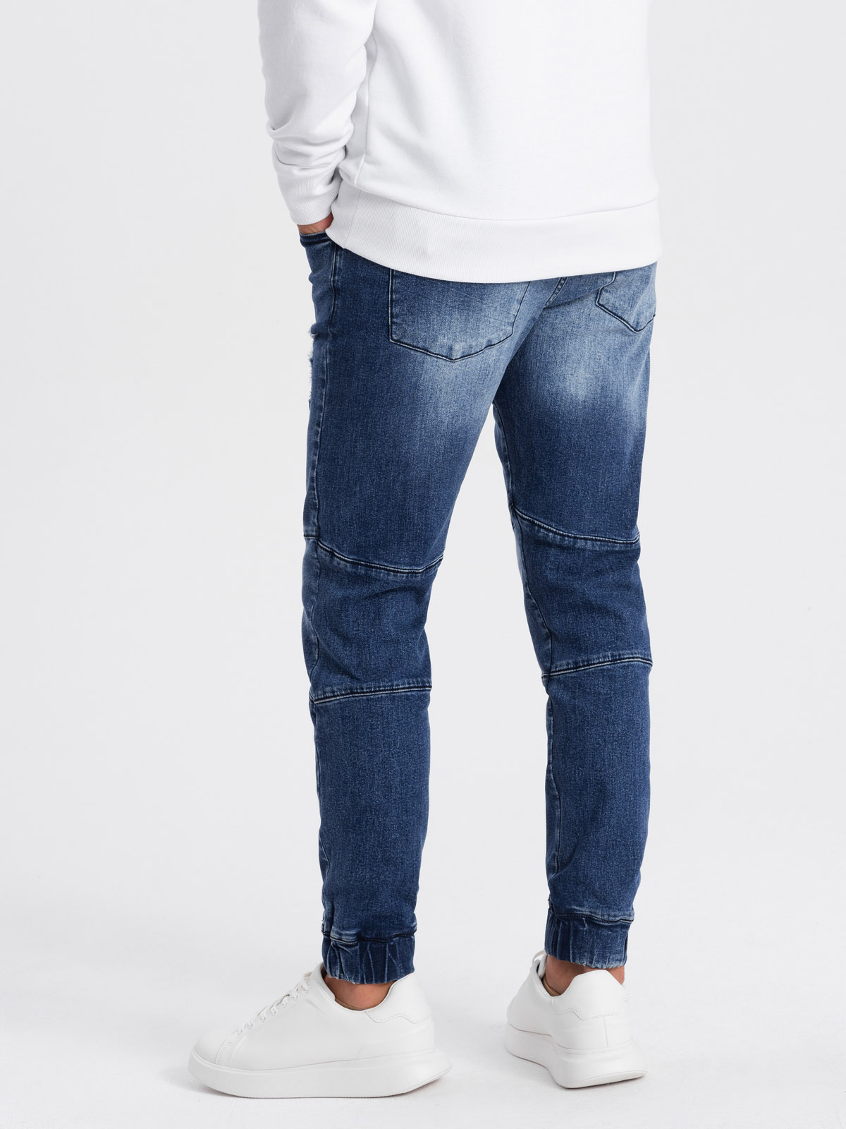 Ombre Men's marbled JOGGERS pants with rubbing - blue