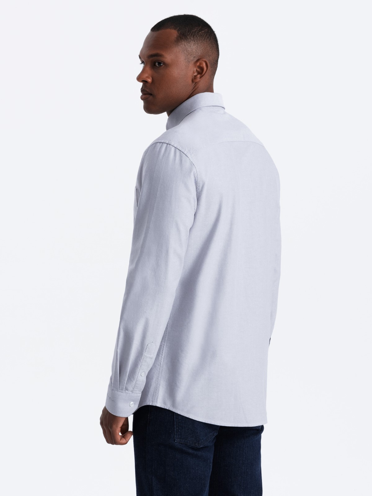 Ombre Elegant men&#039;s oxford shirt with embroidery and pocket - blue