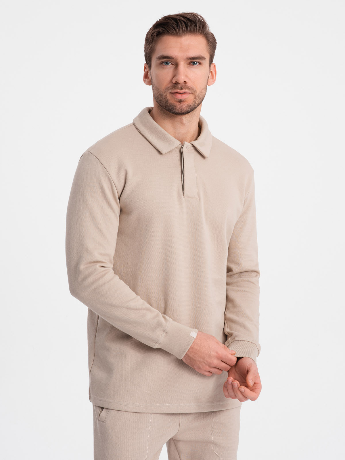 Ombre Men's tracksuit set sweatshirt with polo collar + pants