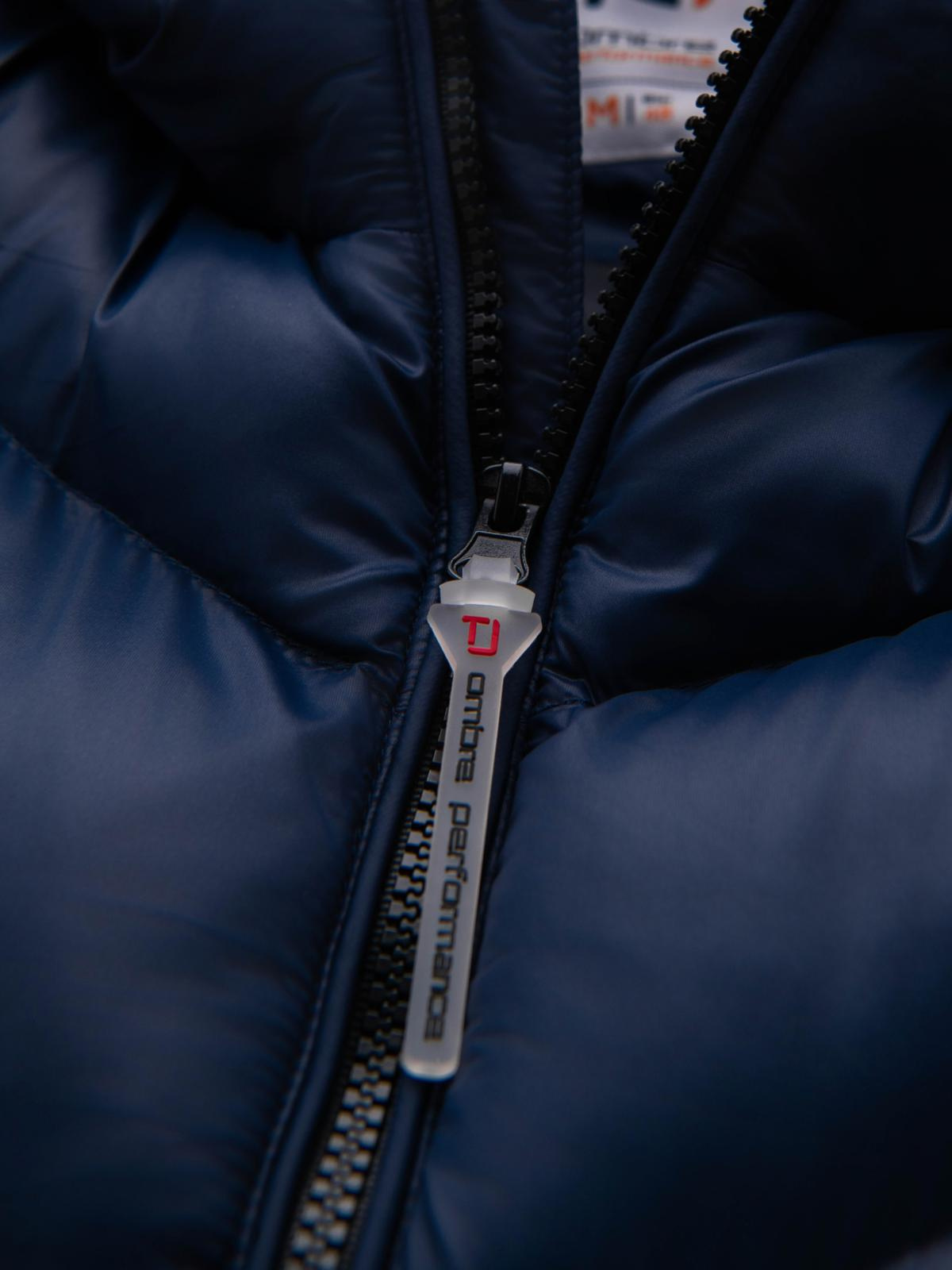 Ombre Modern men&#039;s quilted jacket of combined materials - navy blue