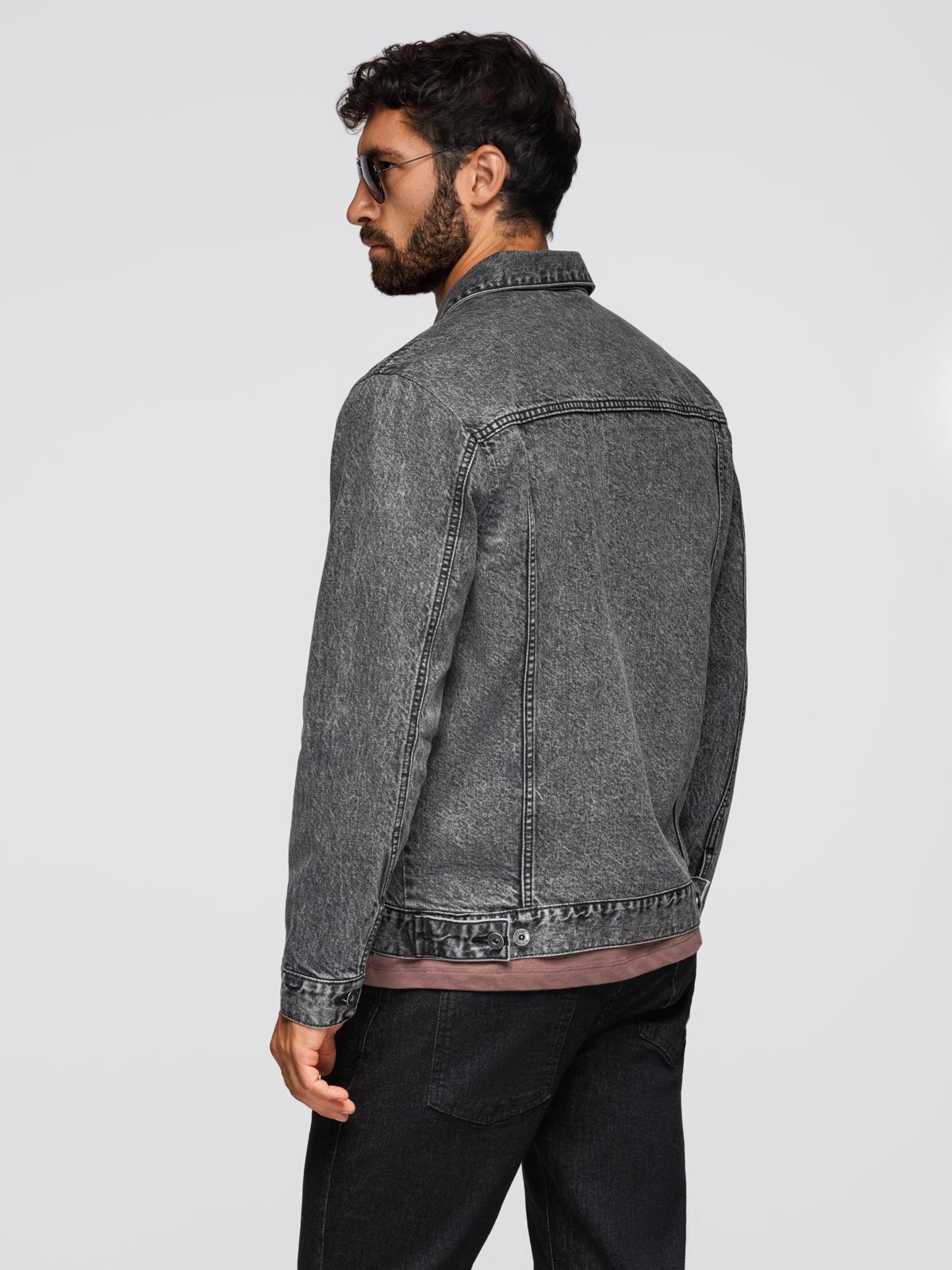 Ombre Men&#039;s denim katana jacket with washem - graphite