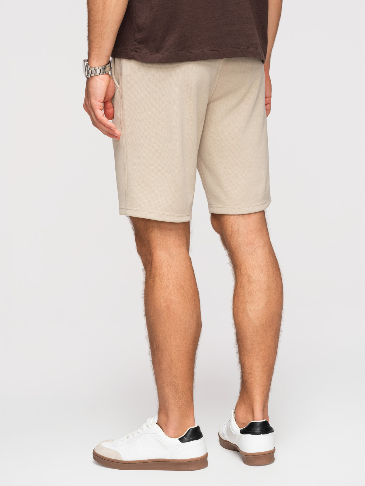 Pánske štruktúrované šortky REGULAR FIT - béžové