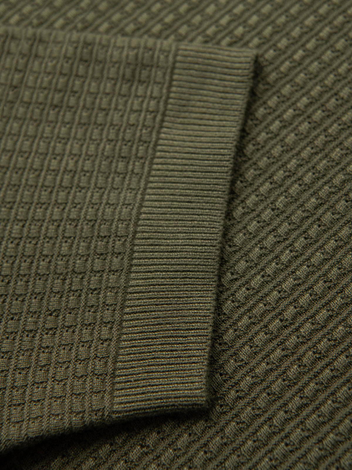 Ombre Men's knitted unbuttoned polo shirt - olive