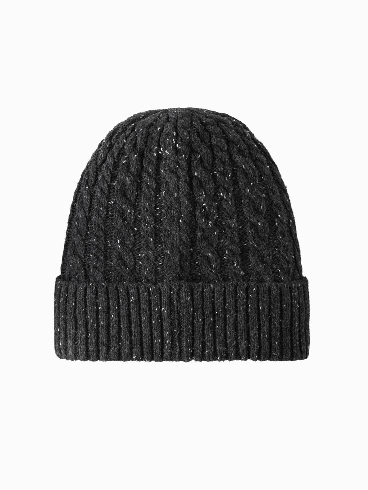 Ombre Men's beanie cap with round embossed patch - graphite