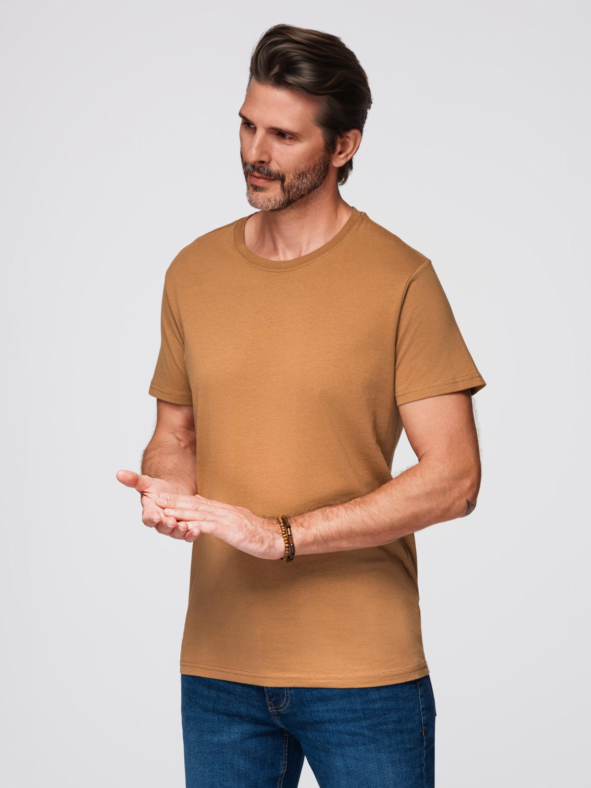 Ombre BASIC men's classic cotton T-shirt - brown