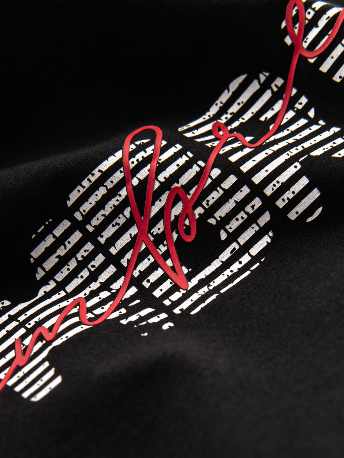 Ombre Men's cotton t-shirt with double printed logo - black