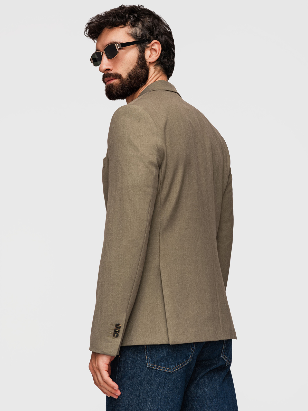 Ombre Men's elegant SLIM FIT jacket with rayon - olive