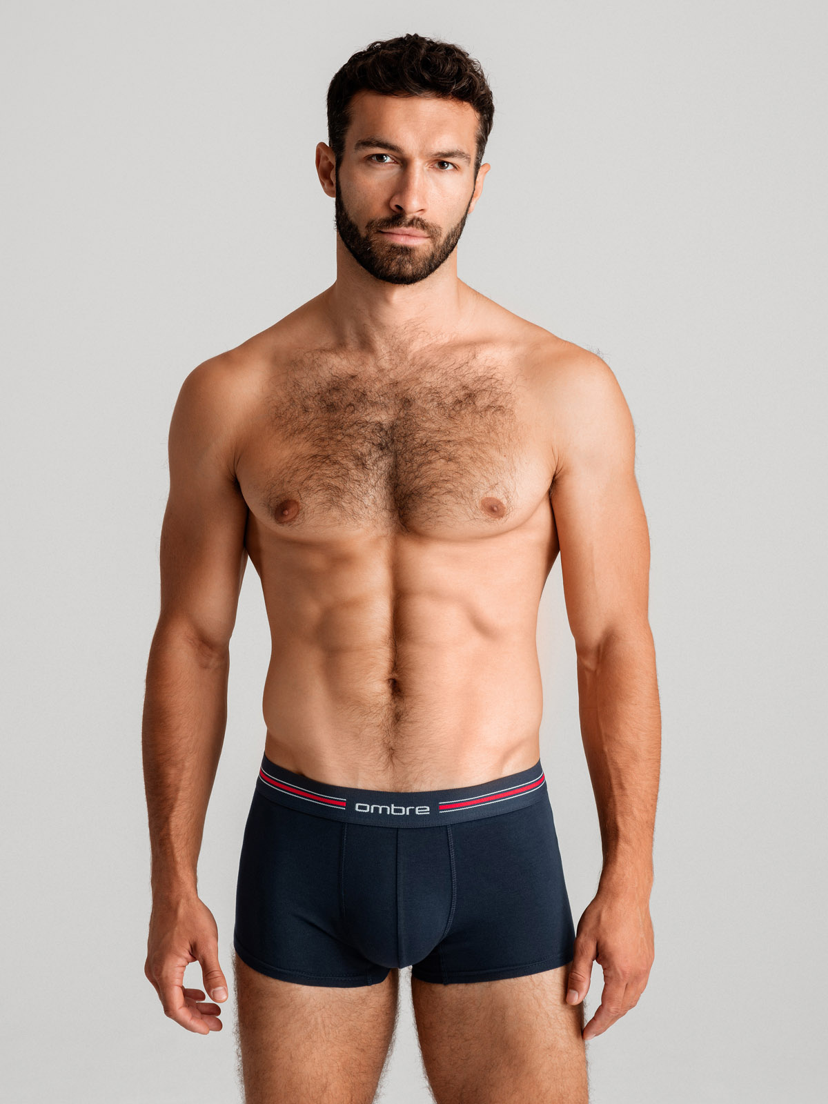 Ombre Classic fit men&#039;s boxer shorts with striped elastic band - 3 pack mix OM-UNBO