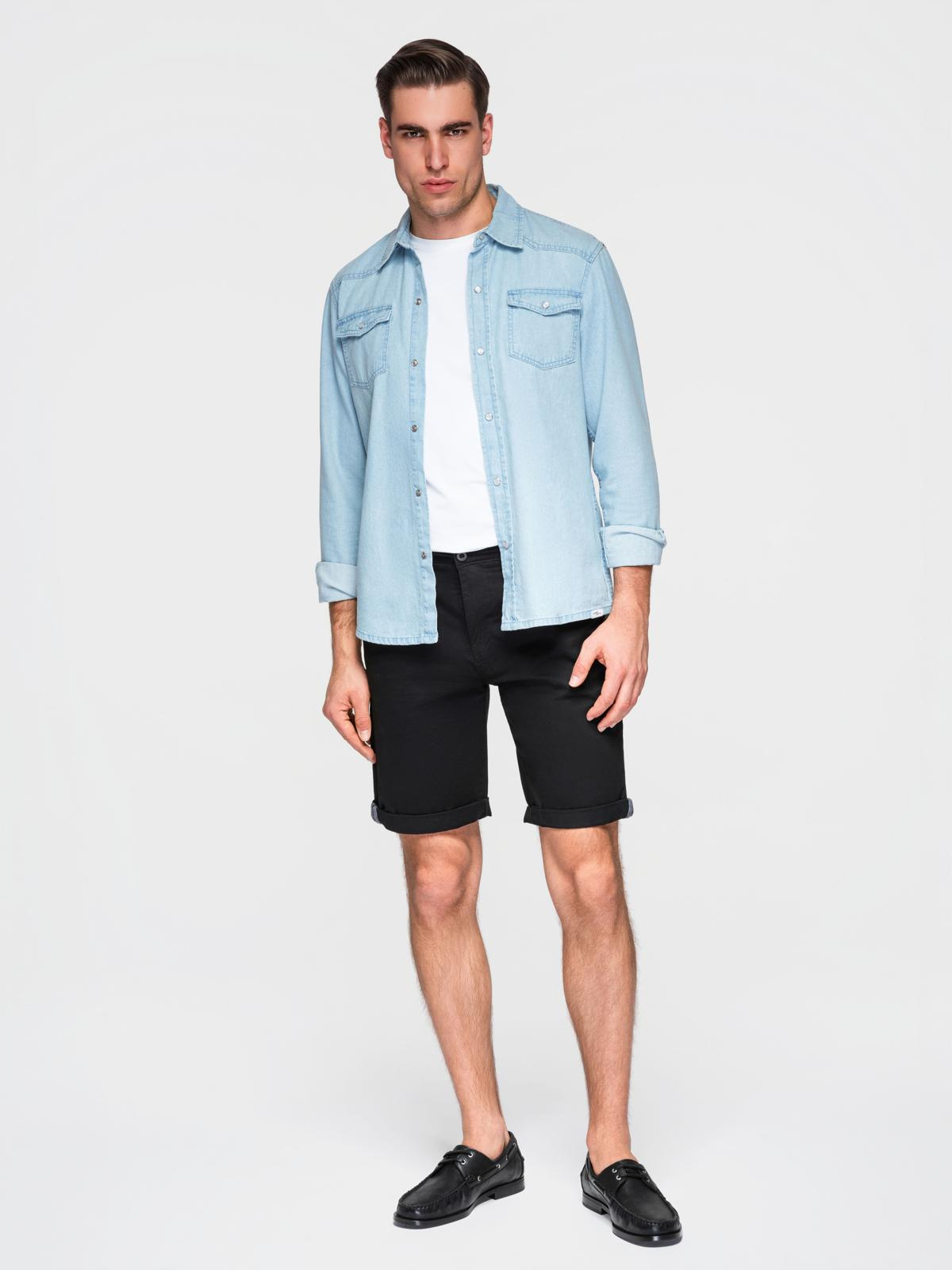 Ombre Classic men's chino shorts with rolled up leg - black