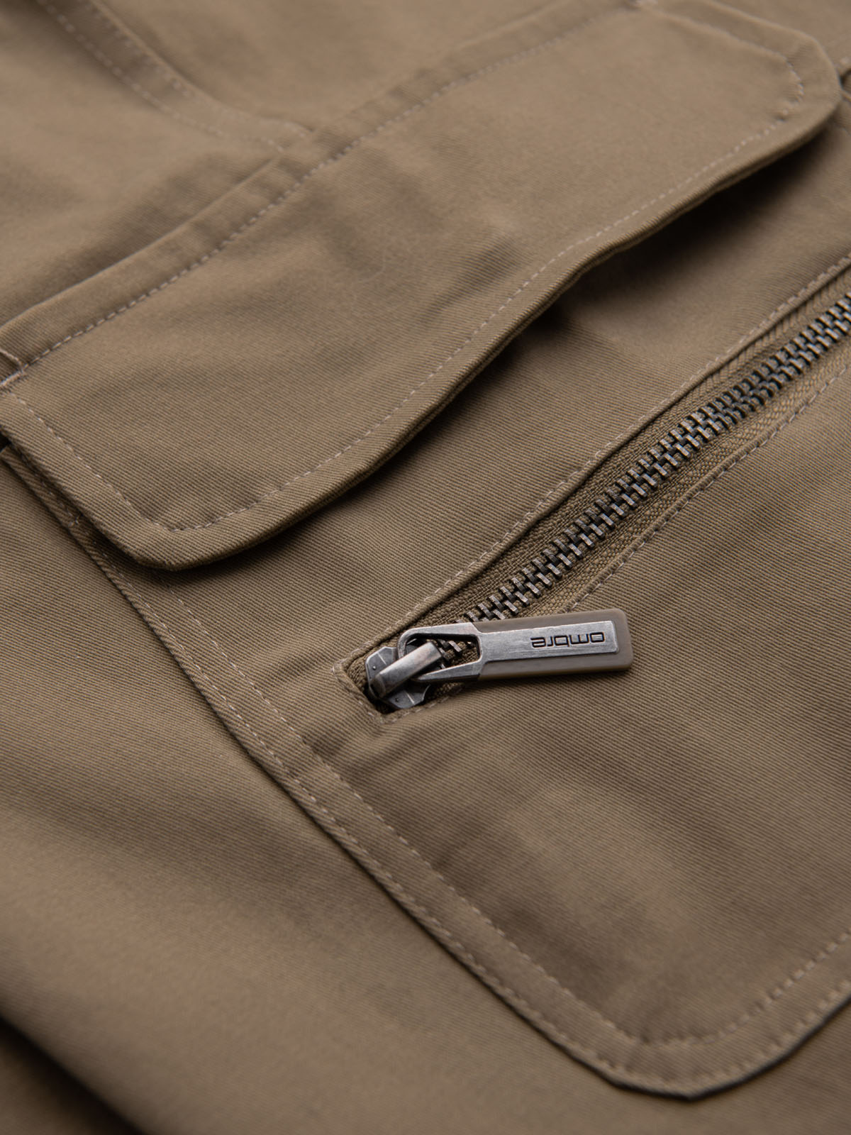 Ombre Men's cargo pants STRAIGHT LEG with zippered pockets - khaki