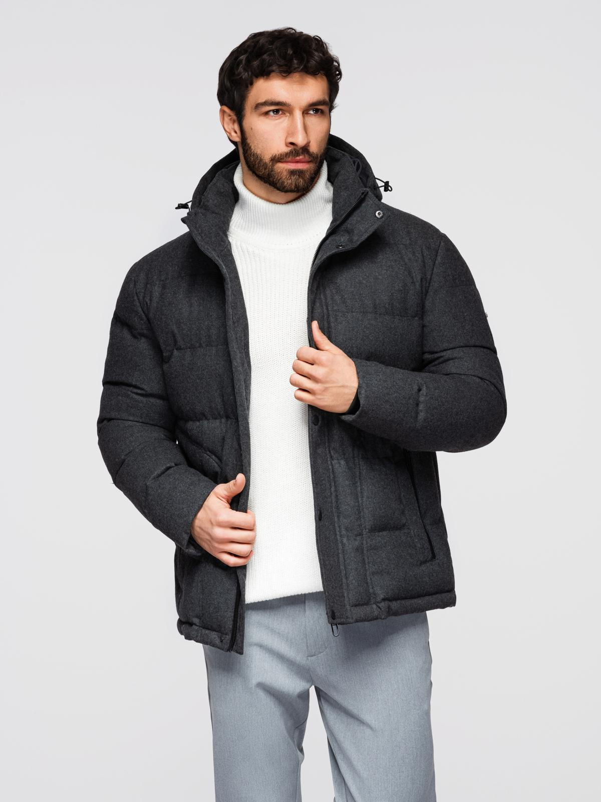 Ombre Men's lightweight jacket with mesh lining and hood - black