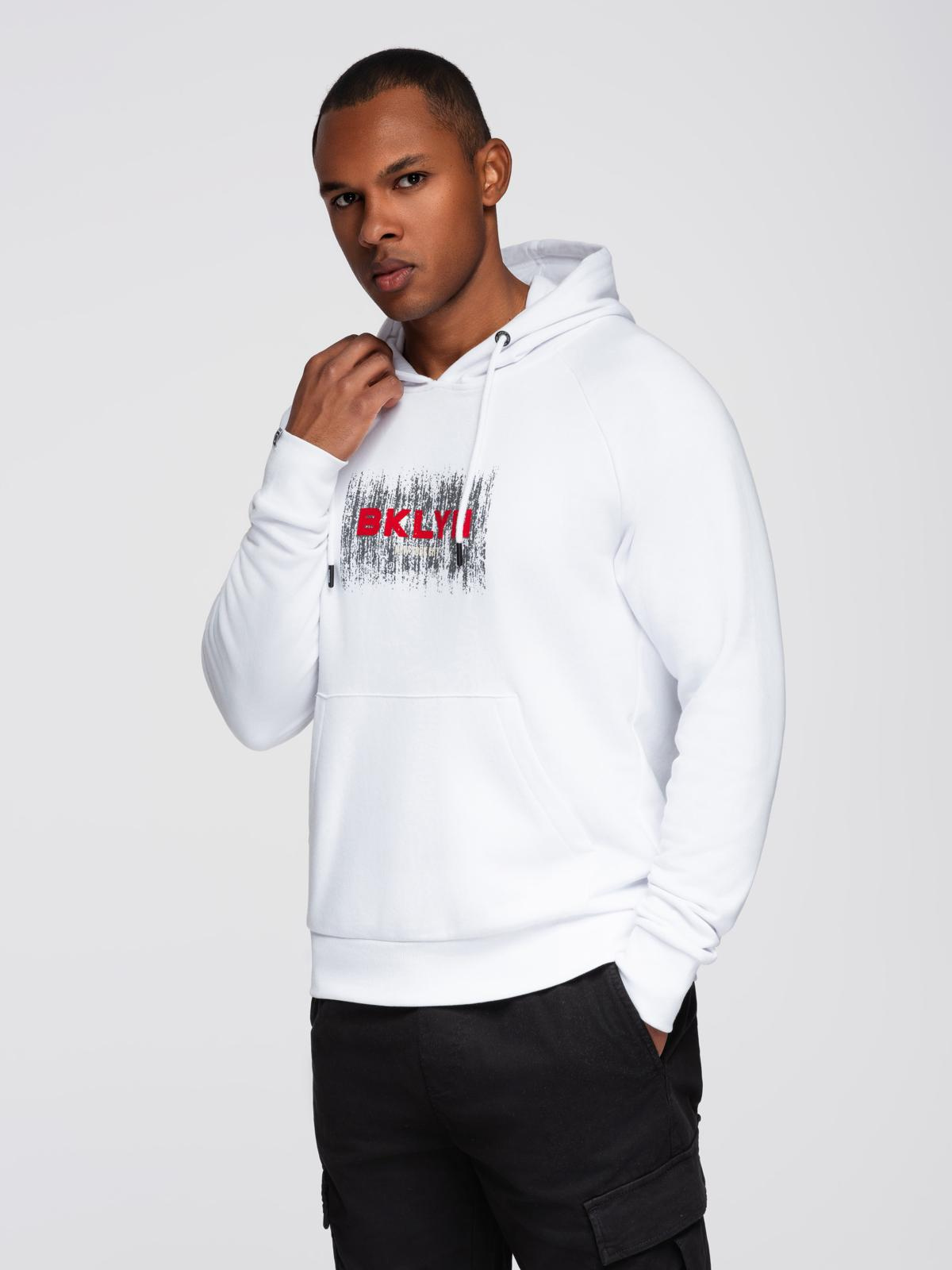 Ombre Men&#039;s classic printed kangaroo sweatshirt - white