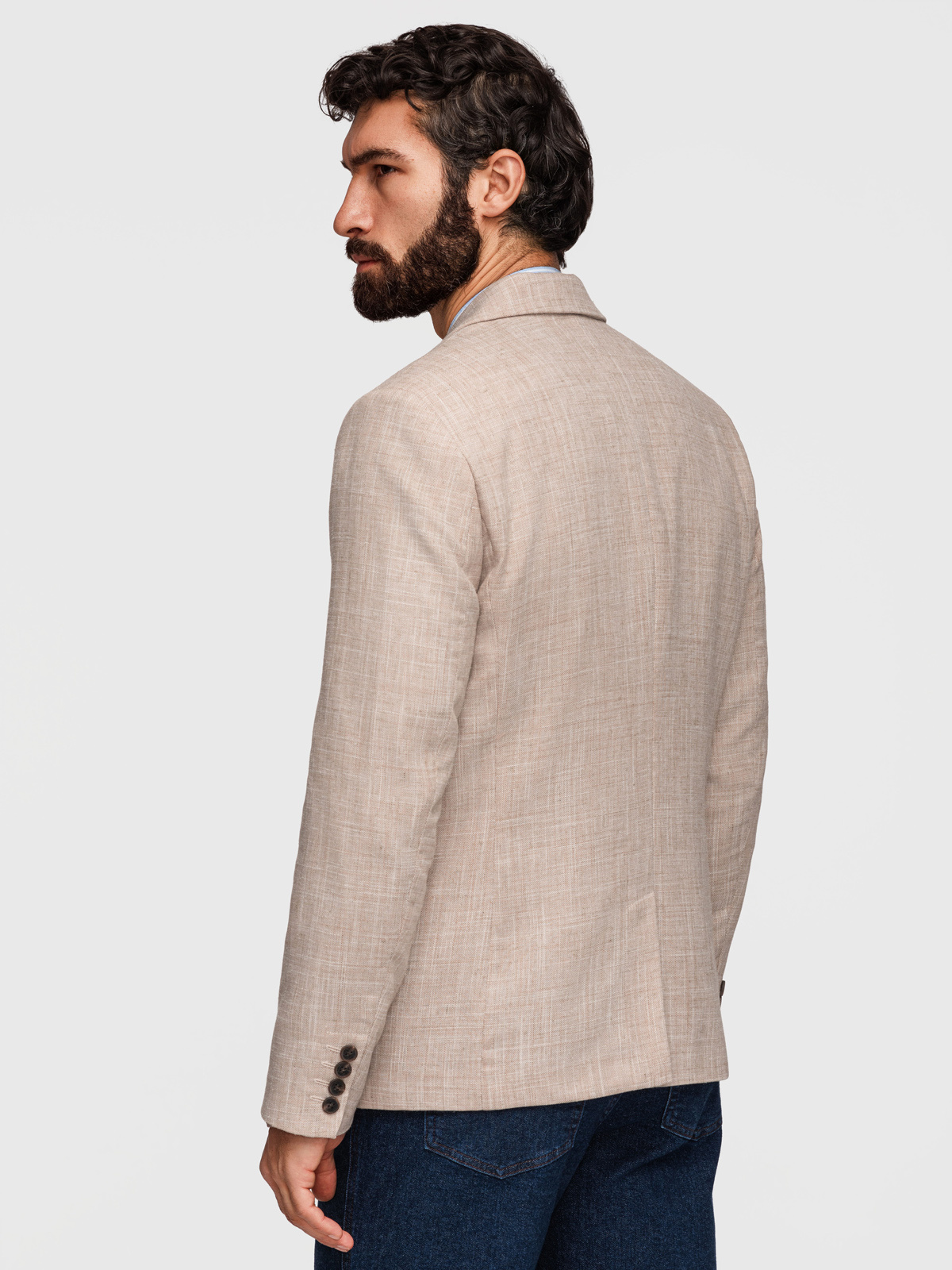 Ombre Men's REGULAR cut jacket with linen - light beige