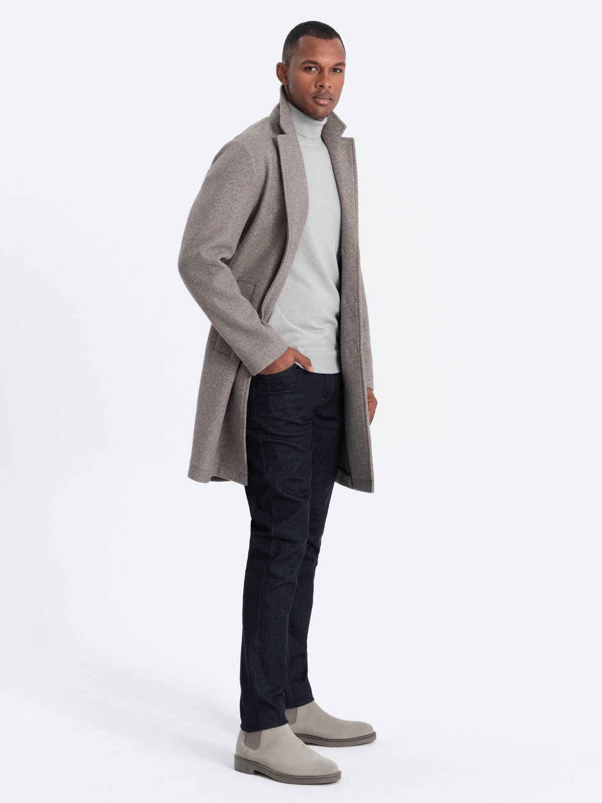 Ombre Men&#039;s lightweight single-breasted coat - light brown