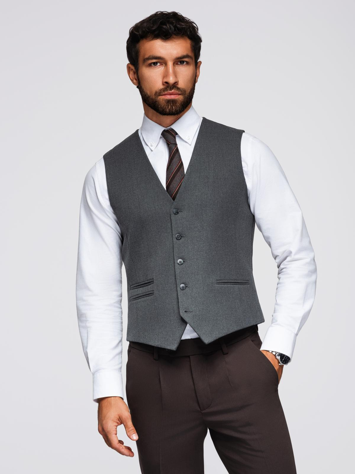 Ombre Men&#039;s suit vest with classic detailing and lining - graphite
