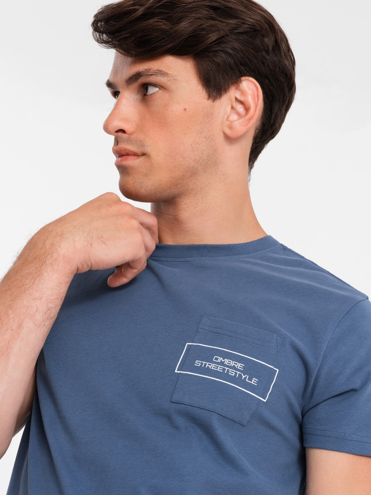 Ombre Streetstyle men's cotton pocket print t-shirt - indigo