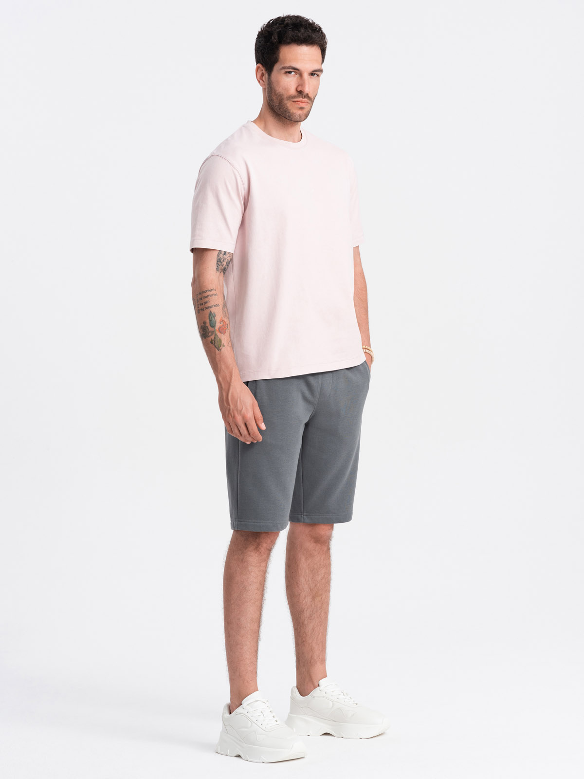 Ombre Men&#039;s BASIC cotton sweat shorts - graphite