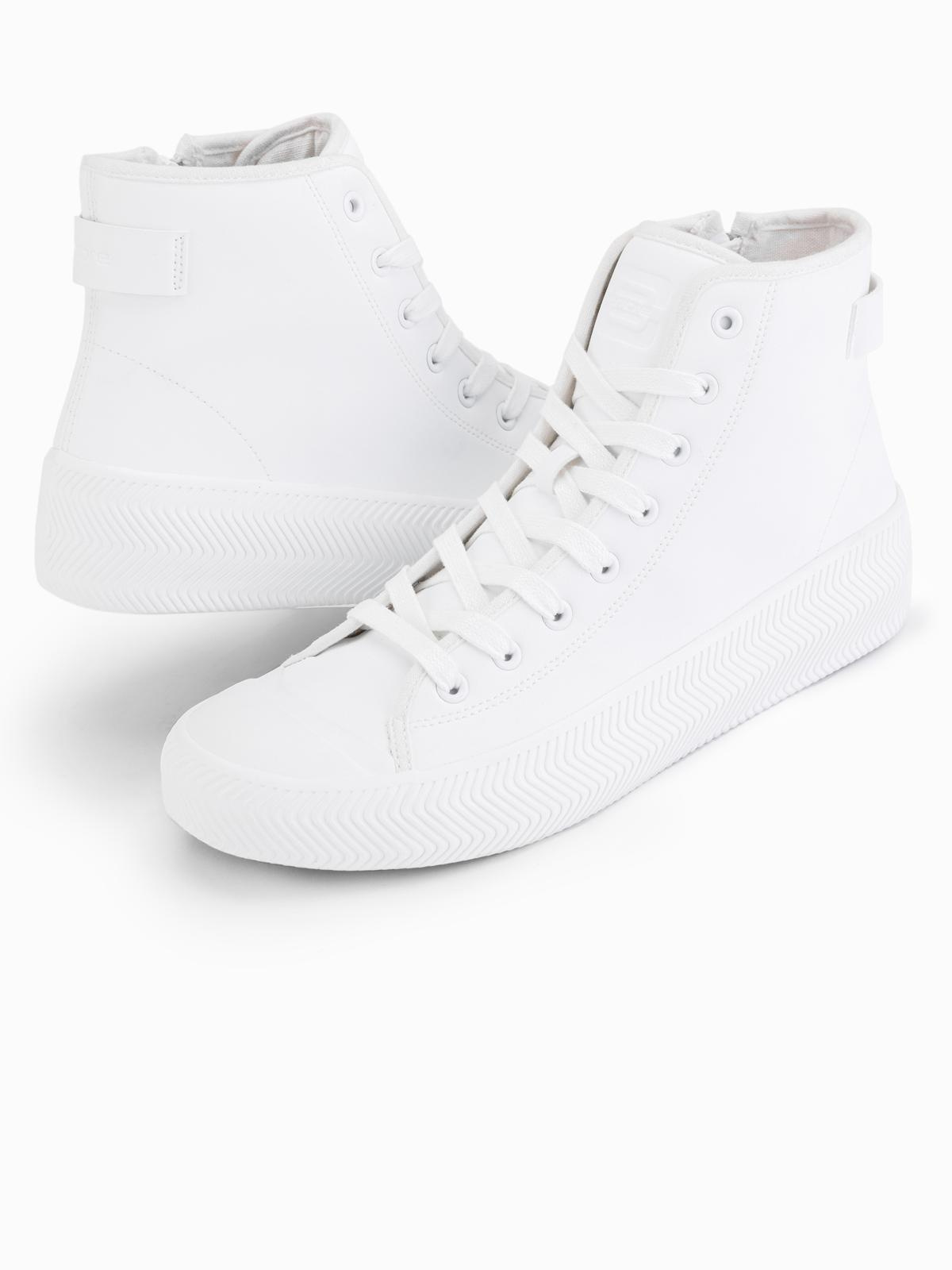 Ombre Men's high-top sneakers with zipper for easy on - white
