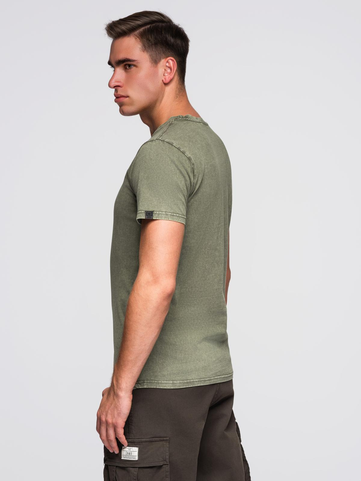 Ombre Men's t-shirt with wash effect - olive